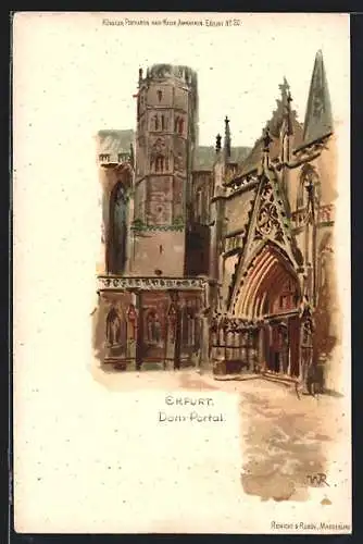 Lithographie Erfurt, Dom-Portal