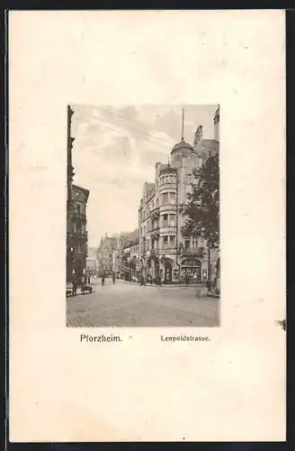 AK Pforzheim, Blick in die Leopoldstrasse