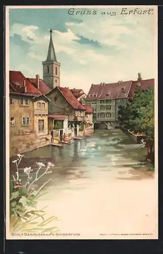 Lithographie Erfurt, Ortsansicht
