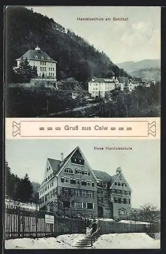 AK Calw, Handelsschule am Bahnhof, neue Handelsschule