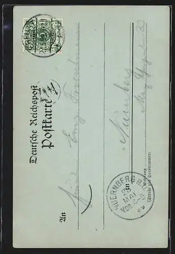 Mondschein-AK Erfurt, Luther-Denkmal a. Anger