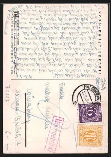 Künstler-AK Stuttgart, in der Altstadt, nach einer Bleistiftzeichnung von Karl Winkel