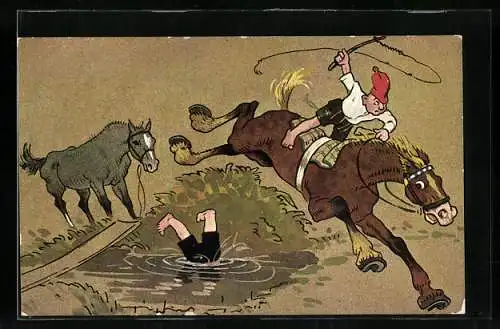 AK Pferd hat seinen Reiter abgeworfen