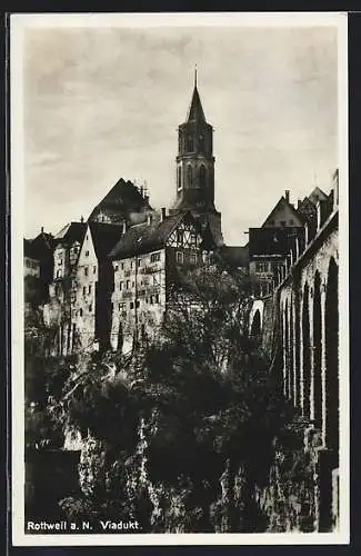 AK Rottweil, Blick auf das Viadukt, Gasthaus zum Löwen