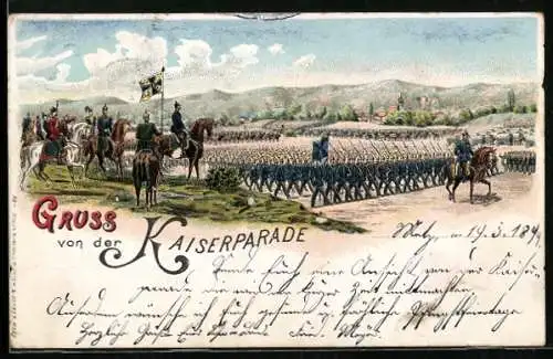 Lithographie Kaiserparade während Kaisermanöver