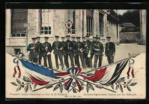 AK Uniformierte Soldaten an der Deutsch-französischen Grenze auf der Schlucht