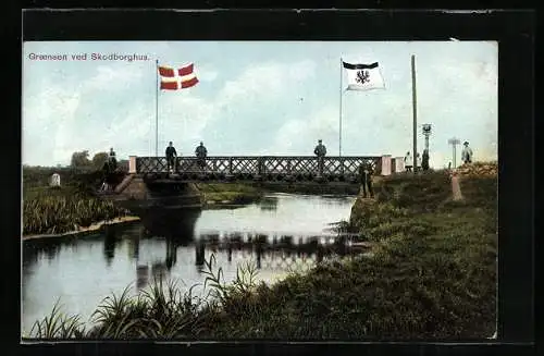 AK Skodborghus, Soldaten an der Grenzbrücke zwischen Deutschland und Dänemark