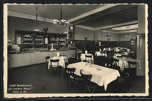 AK Köln a. Rh., Das Café-Restaurant Im weissen Röss`l, Gaststube, Inh. Rolf Roseneck