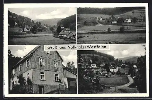 AK Volkholz /Westfalen, Ortsansichten im Tal, Fachwerkhaus