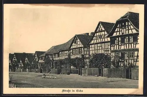 AK Eicha / Thür., Strassenpartie mit Fachwerkhaus