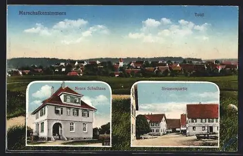 AK Marschalkenzimmern, Neues Schulhaus, Gasthaus und Brauerei z. Ochsen, Gesamtansicht