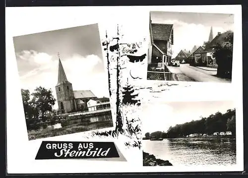 AK Steinbild, Die Kirche, Strassenpartie, Flusspartie