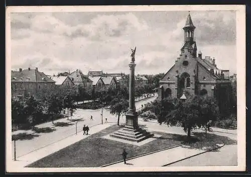 AK Oldenburg i. O., Friedensplatz mit Friedenssäule