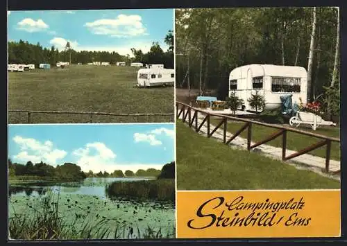 AK Steinbild /Ems, Der Campingplatz Sievering, mit Seepartie