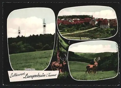 AK Langenhain i. Taunus, Funktürme und Ortsansicht