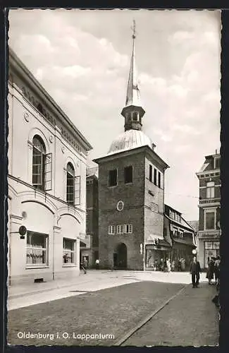 AK Oldenburg i. O., Strassenpartie am Lappanturm