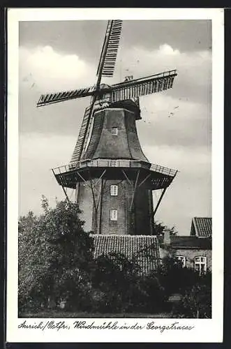 AK Aurich /Ostfr., Windmühle in der Georgstrasse