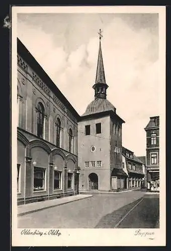 AK Oldenburg i. Oldbg., Strassenpartie mit Lappan