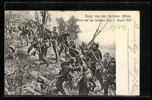 AK Sturm auf den Spicherer Berg am 6. Aug. 1870
