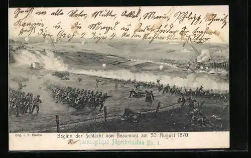 AK Beaumont, Beginn der Schlacht am 30. August 1870