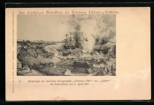AK Eckernförde, Niederlage der dänischen Kriegsschiffe Christian VIII. und Gefion am 5. April 1849, Revolution 1848