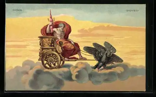 Künstler-AK Gott Giove der Antike im Wolkenreich
