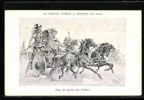 Künstler-AK Char de guerre des Gaulois, Antike