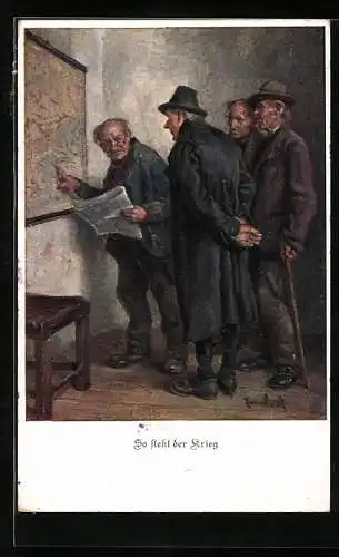 AK Veteranen an der Kriegskarte So steht der Krieg