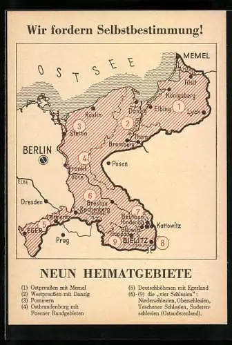 AK Berlin-Nikolassee, Bund für deutsche Wiedervereinigung, Neun Heimatgebiete