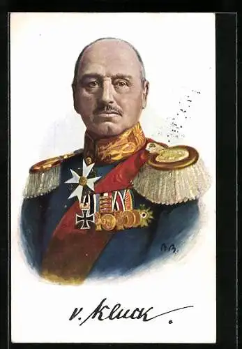Künstler-AK Portrait General v. Kluck in Uniform