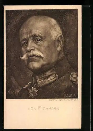 AK Heerführer von Eichhorn, Portrait in Uniform mit Orden