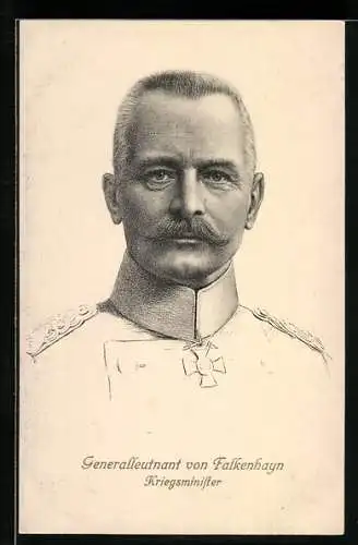 AK Portrait Kriegsminister und Generalleutnant von Falkenhayn in Uniform