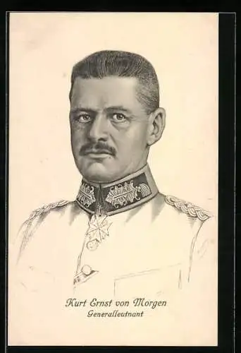 Künstler-AK Generalleutnant Kurt Ernst von Morgen in Uniform mit Eisernem Kreuz