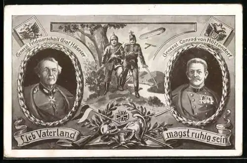 AK Zweibund, Portrait von General Conrad v. Hötzendorf und Generalfeldmarschall Graf Häseler