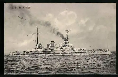 AK SMS Nassau in voller Fahrt
