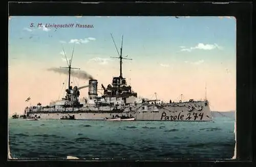AK SM Linienschiff Nassau im Wasser
