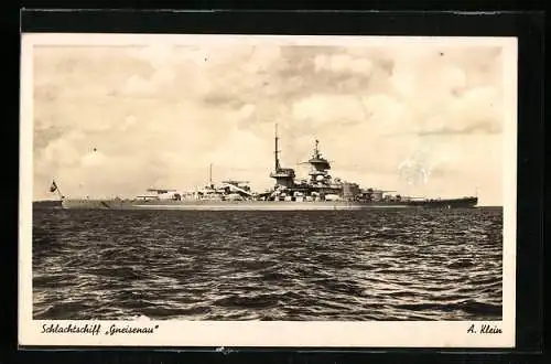 AK Schlachtschiff Gneisenau auf dem Wasser