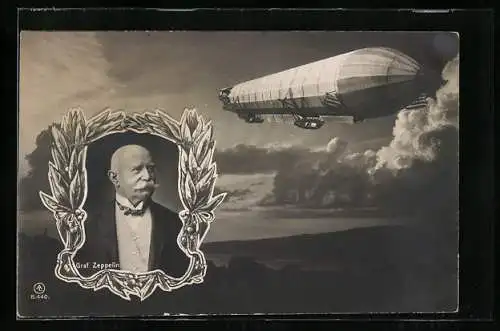 AK Luftschiff Zeppelin während der Fahrt, Graf Zeppelin, Portrait