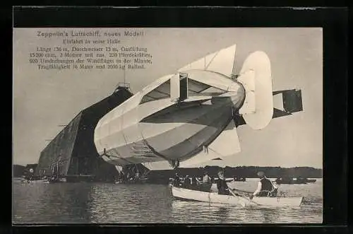 AK Luftschiff Zeppelin, neues Modell, Einfahrt in seine Halle
