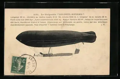 AK Le Dirigeable Colonel-Renard, Zeppelin