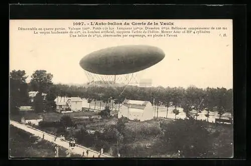 AK L`Auto ballon du Comte de la Vaulx, Zeppelin