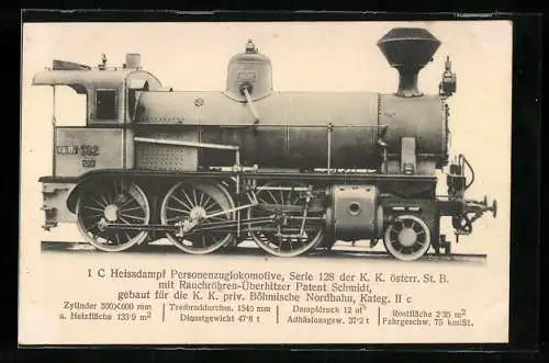 AK Personenzuglokomotive Serie 128 der K. K. österr. St. B.