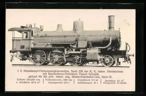 AK Personenzuglokomotive Serie 228 der K. K. österr. Staatsbahnen
