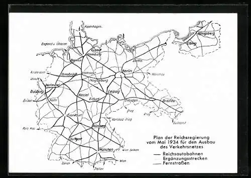 AK Plan der Reichsregierung vom Mai 1934 für den Ausbau des Verkehrsnetzes, Reichsautobahnen
