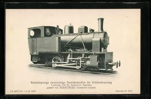 AK Baulokomotive für Kohlenfeuerung von Hanomag