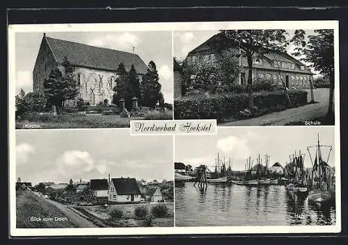 AK Hooksiel a. d. Nordsee, Schule, Hafen, Kirche