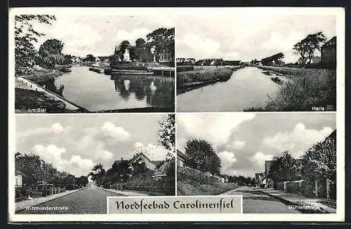 AK Carolinensiel, Wittmunderstrasse, Mühlenstrasse, Harle, Am Siel