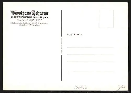 AK Friedeburg / Ostfriesl., Gaststätte Forsthaus Bohnens, Innenansicht