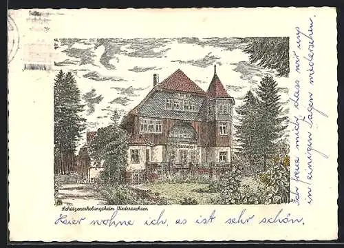 Künstler-AK Braunlage /Harz, Schützenerholungsheim Niedersachsen, Haus Herrmann Wüstehoff