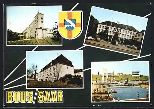 AK Bous /Saar, Kirche und Freibad